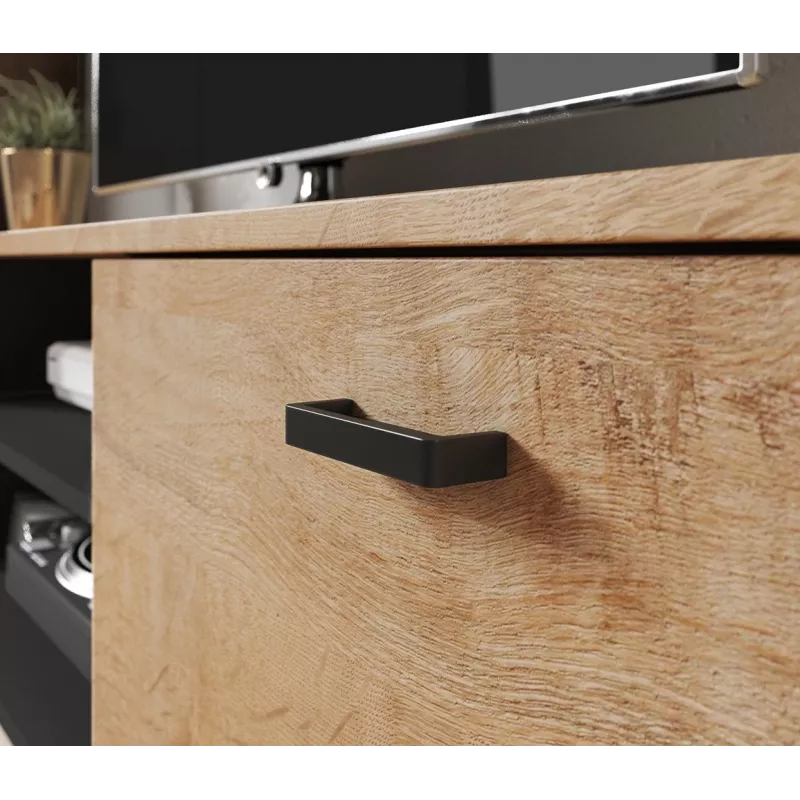 Cama Meble SOHO 140 mueble de TV, roble Lefkas/negro