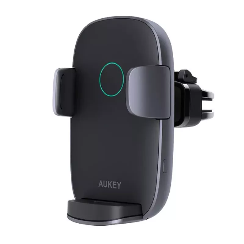 Soporte de carga inalámbrica para coche Aukey HD-C52 — soporte para coche compatible con Qi con ángulo ajustable y función de carga inalámbrica
