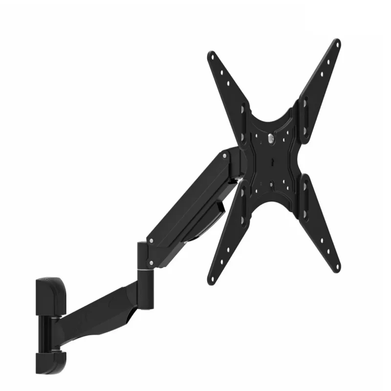 Soporte de pared con resorte de gas para TV MACLEAN MC-784 para televisores de 32–55 pulgadas, inclinación y altura ajustables, carga máx. 21 kg, montaje en pared, negro