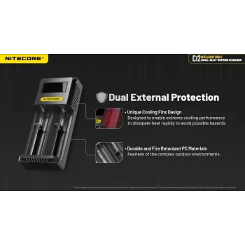 Cargador de baterías Nitecore Ci12 cargador USB universal para Li‑Ion, NiCd, NiMH, entrada 3A 5/9/12V, carcasa de plástico