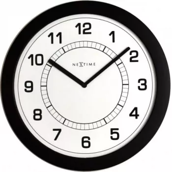 NeXtime Reloj 3045zw Super Slim, Ø28 cm, pared, negro