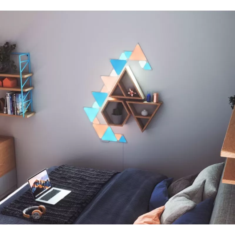 Paneles LED triangulares Nanoleaf NL47-0002TW-9PK — set de 9 paneles de pared RGB, con cable, blanco