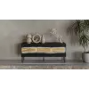 Mueble TV cama meble INSERTO 3D 143,5x40x61,5 cm negro con LED, parte superior de aglomerado
