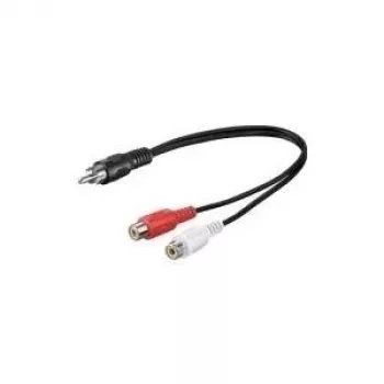 Cable adaptador RCA Wentronic Goobay, negro, 0,2 m - conector macho RCA > 2x conector hembra RCA (audio izquierda/derecha) (50005)