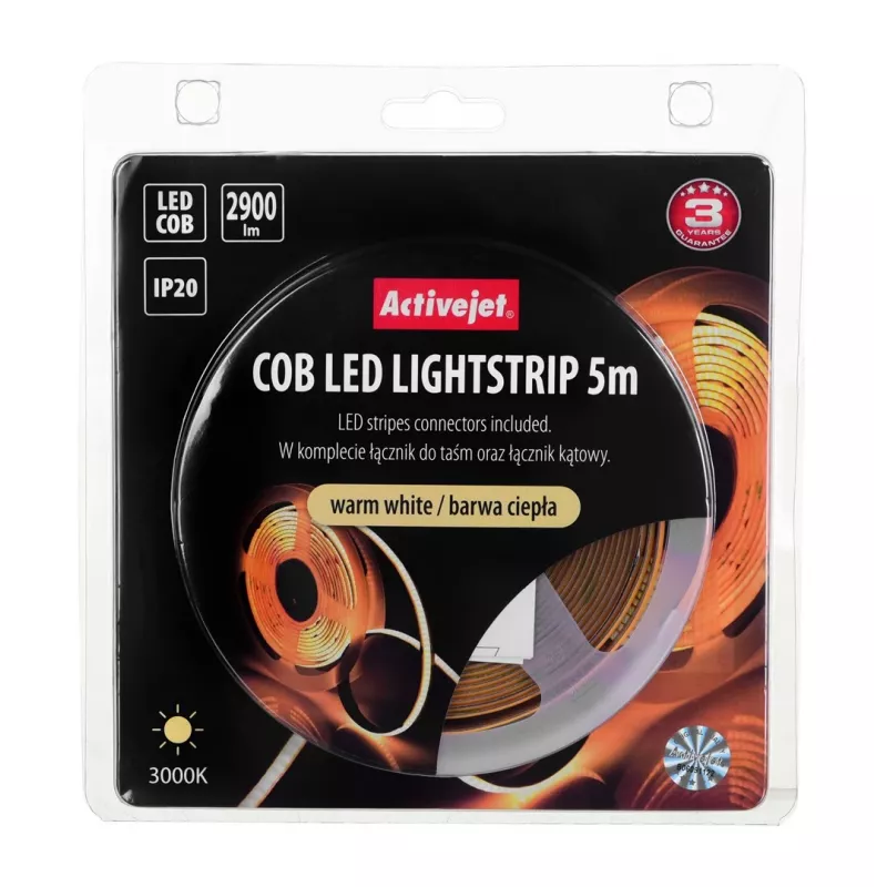 Tira de luz Activejet AJE-COB 5m blanco cálido universal para interior