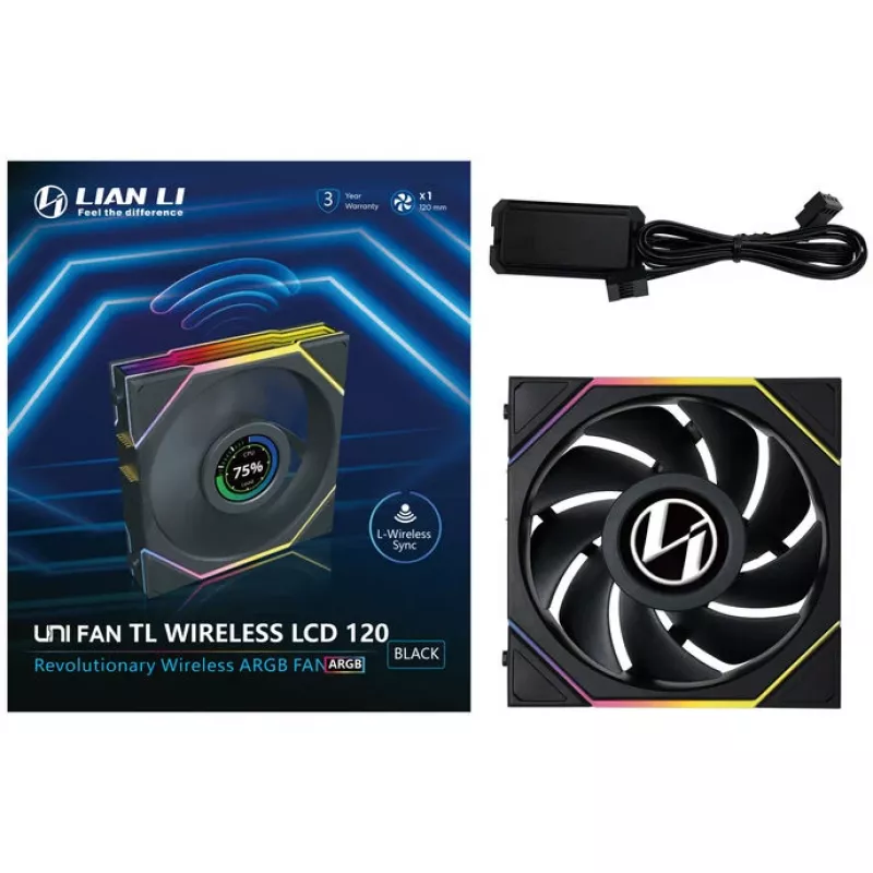 Lian Li UNI FAN TL Wireless LCD 12TLLCD1W1B ventilador, ARGB, PWM, 120 mm, negro