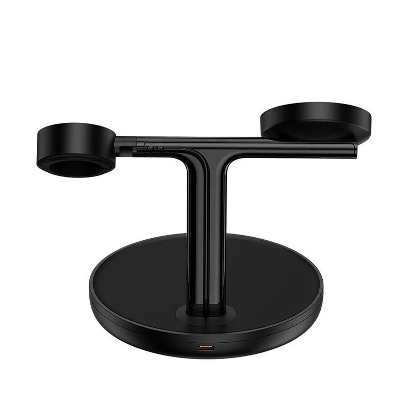 Estación de carga inalámbrica magnética 3 en 1 Baseus Swan 20W negra versión universal (incluye: USB Type-C 3A 1m)