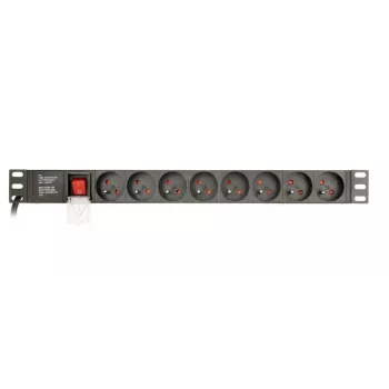 Unidad de distribución de corriente Gembird EG-PDU-014-FC14, 8 tomas AC, entrada C14, cable de 3 m, carcasa de aluminio 1U, 10 A, 3680 W