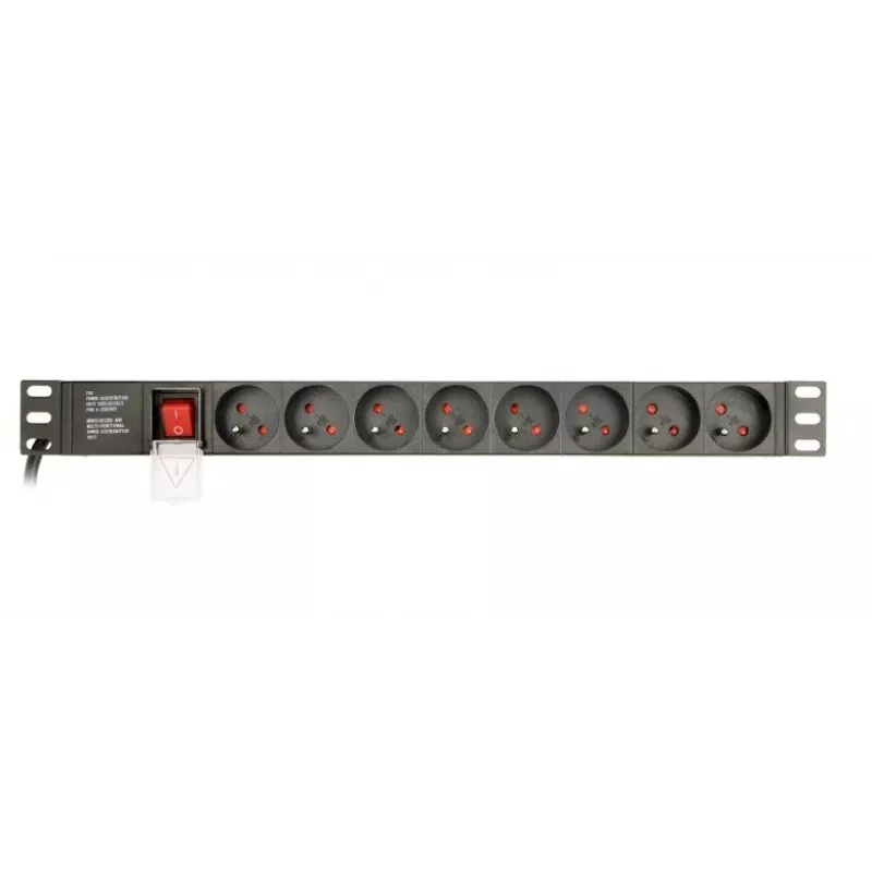 Unidad de distribución de corriente Gembird EG-PDU-014-FC14, 8 tomas AC, entrada C14, cable de 3 m, carcasa de aluminio 1U, 10 A, 3680 W