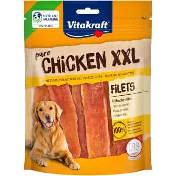 Snack masticable para perros Vitakraft Chicken Fillets XXL 250 g — sabor a pollo, 60% proteína, 18% humedad