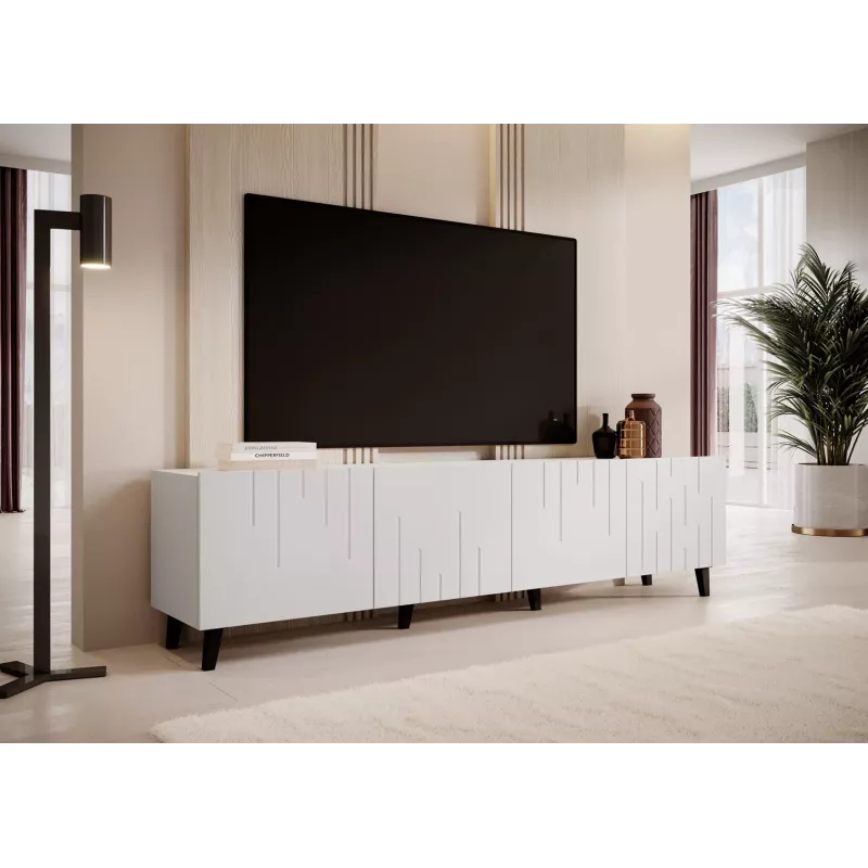 Mueble TV cama meble BARI 200x42x52 blanco mate — 200×42×52 cm