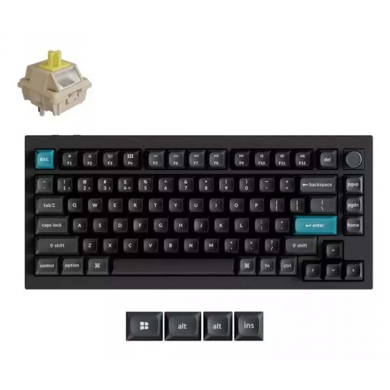 Teclado mecánico Keychron Q1 Ultra 8K — formato 75%, USB + RF inalámbrico + Bluetooth, RGB LED, negro