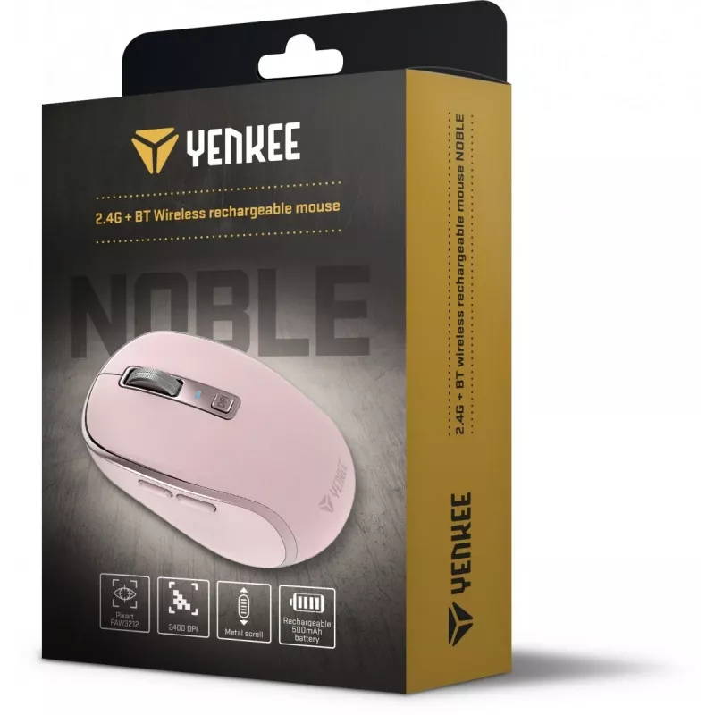 Ratón inalámbrico YENKEE YMS 2085PK NOBLE dual WiFi Bluetooth