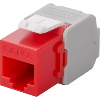Wentronic Goobay CAT 6a KeyStone conector hembra RJ45, no apantallado, 500 MHz, rojo-blanco (90689)