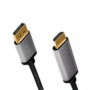 LogiLink CDA0107 Adaptador de cable de vídeo 2 m DisplayPort HDMI negro gris