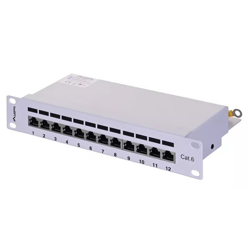Patch panel LANBERG PPF6-9012-S, 12 puertos, metal, gris, 1HE, 215×130×44.5 mm