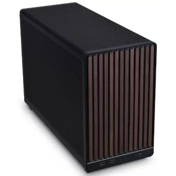 Caja de PC Lian Li A3-mATX Micro Tower — Micro-ITX/Micro-ATX, madera y negro, compatible con fuentes ATX/SFX/SFX-L