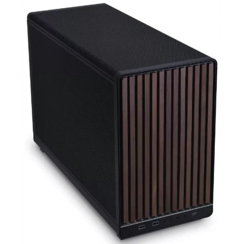 Caja de PC Lian Li A3-mATX Micro Tower — Micro-ITX/Micro-ATX, madera y negro, compatible con fuentes ATX/SFX/SFX-L