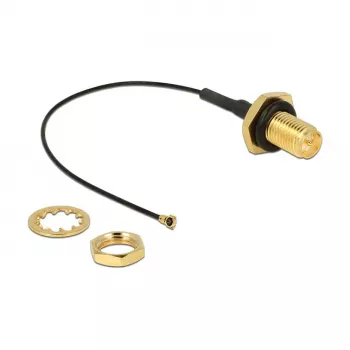 Cable coaxial DeLOCK 12464 0,1 m RP-SMA MHF IV HSC MXHP32 negro