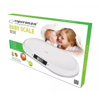 Báscula electrónica para bebés ESPERANZA EBS019 — capacidad 0,03–20 kg, división 0,01 kg, gran LCD 60×25 mm, blanco