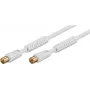 Goobay cable de antena 10m blanco con ferrita (80 dB), doble apantallado