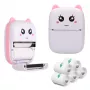 Impresora térmica de recibos Extralink EPP-001 con 5 rollos de papel térmico autoadhesivo, rosa