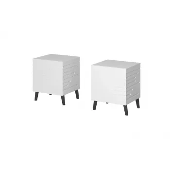 Mesita de noche cama meble NOVA con 1 cajón 44×40×52 cm, blanco mate