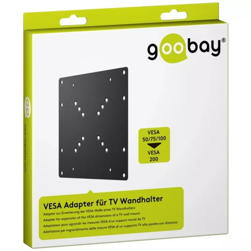 Adaptador VESA Goobay Wentronic para soporte de pared de TV, Negro - para ampliar las medidas VESA de un soporte de pared de TV (63267)
