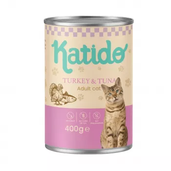KATIDO Pavo con atún - Comida húmeda para gatos - 400g