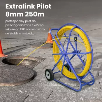 Guía pasacables Extralink EX.30905 varilla de fibra de vidrio FRP 8 mm, 250 m, amarillo