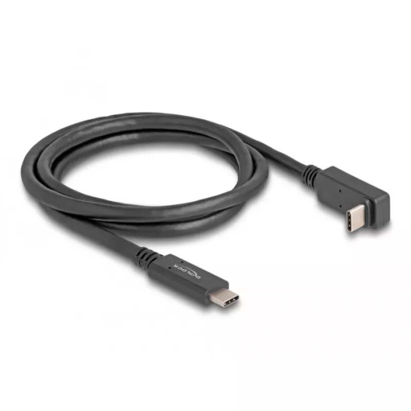 Delock - Cable USB - USB-C de 24 contactos (M) a USB-C de 24 contactos (M) en ángulo - USB 3.2 Gen 2 - 3 A - 1,0 m - USB Power Delivery (60 W), compatible con 4K 144 Hz (3840 x 2160), hasta 10 Gbit/s
