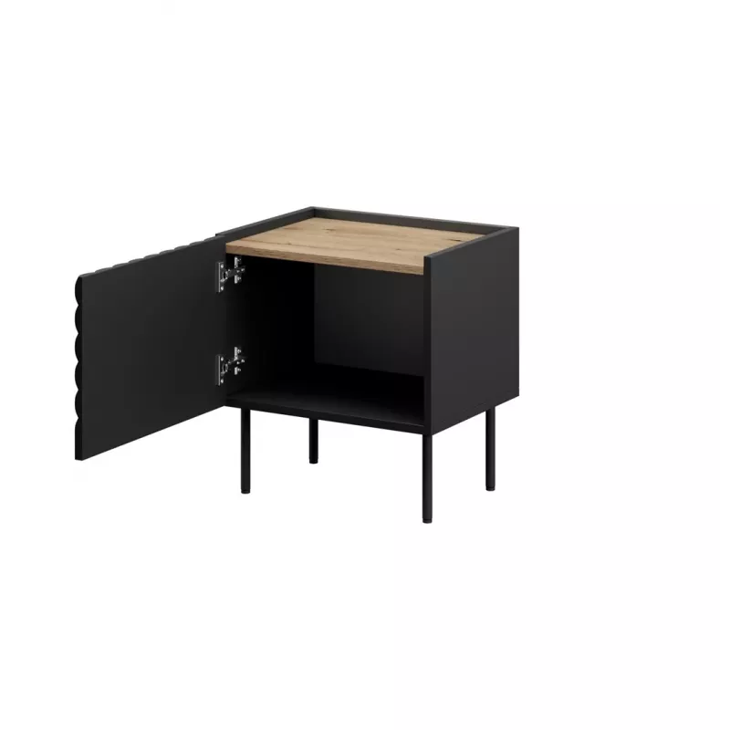 Mesita de noche Cama ONDA 50x40x54 cm negro MDF/aglomerado set de 2