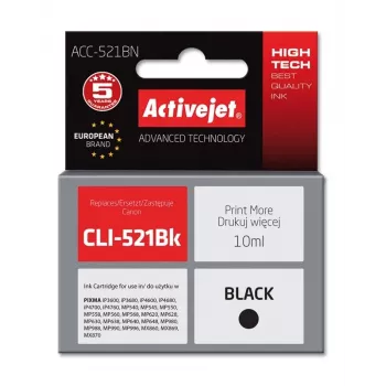 Cartucho de tinta Activejet ACC-521BN (sustituto de Canon CLI-521Bk; Supreme; 10 ml; Negro)
