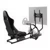 Silla gaming NanoRS RS160, soporte para simulador de carreras 3 en 1, para PC, consolas, jugadores, tapizado de cuero sintético, soporte de volante, soporte de TV hasta 50 inch, VESA máx. 400x400