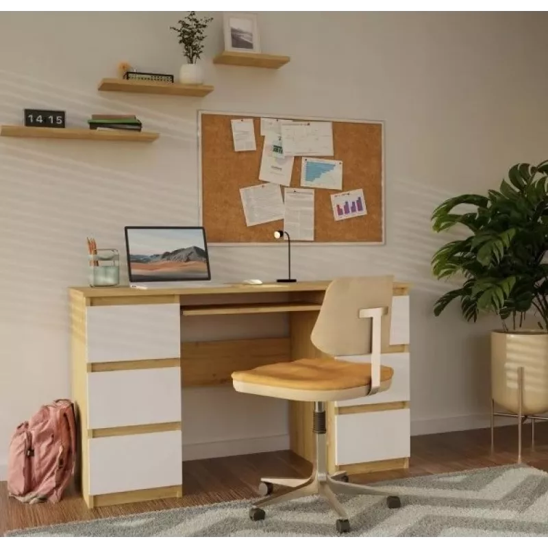 Conjunto escritorio KUBA roble Artisan/blanco