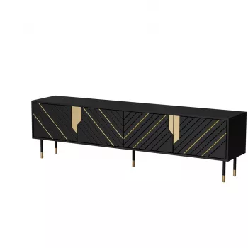 Mueble TV cama meble Cama 4D MOUNTAIN 2040×400×550 mm negro + dorado tablero de partículas superficie superior