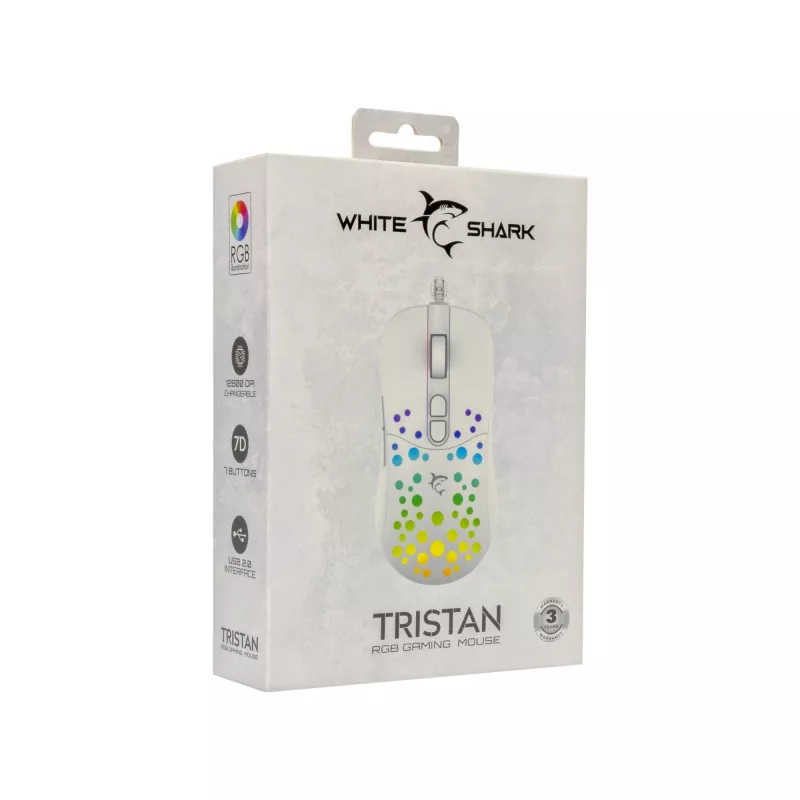 Ratón White Shark GM-9004 Tristan-2 blanco RGB USB