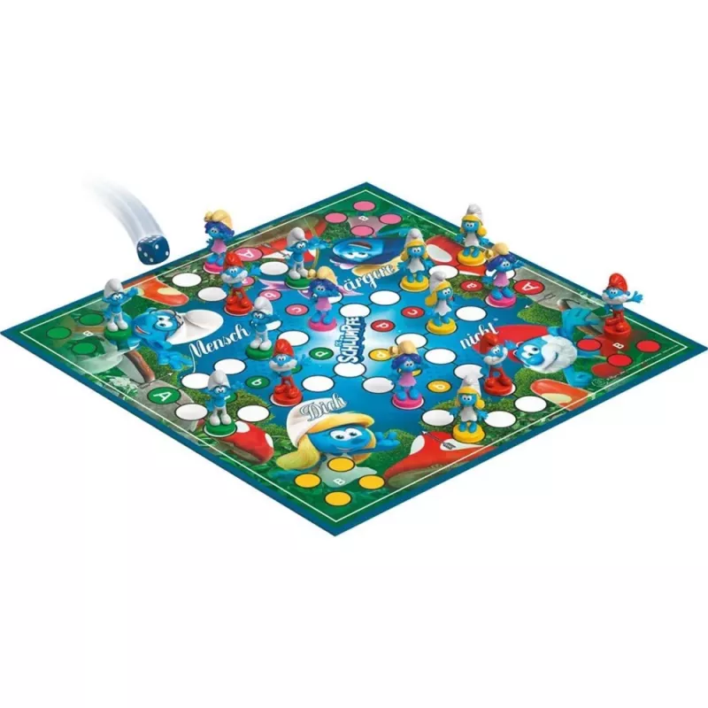 Schmidt Spiele Los Pitufos, juego de mesa clásico Parchís
