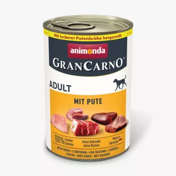 Alimento húmedo para perros animonda GranCarno Adult pavo 400 g — sin cereales, proteína 10,5 %, humedad 79 %