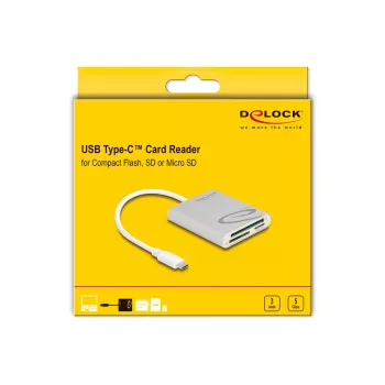 Lector de tarjetas DeLOCK 91005 USB 3.2 Gen 1 Type-C gris CF MMC MicroSD