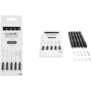 Rotulador fineliner COPIC Multiliner negro 0,05 + 0,1 + 0,3 + 0,5 + 0,8 mm, 5 uds. (22075635)