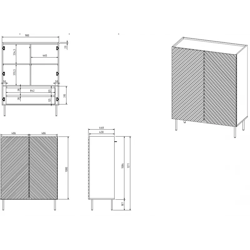 Estantería Cama Meble ONDA ONDA 98×45×127 cm verde, armario de pared de suelo