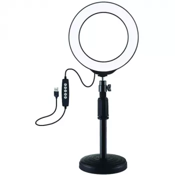 Anillo de luz LED 16 cm con trípode hasta 33 cm, USB, RGBW