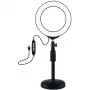 Anillo de luz LED 16 cm con trípode hasta 33 cm, USB, RGBW