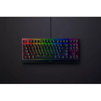 Teclado mecánico gaming Razer BlackWidow V3 Tenkeyless — USB, QWERTY US, interruptores Razer Yellow, retroiluminación RGB, negro