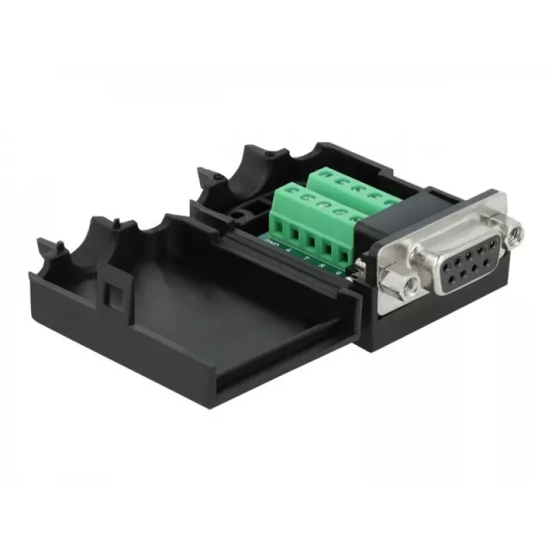 Conector de cables DeLOCK 66265 Sub-D 9 regleta de bornes de 10 polos negro