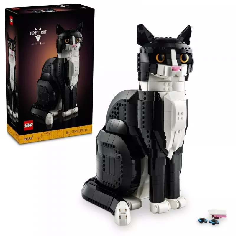 Set LEGO Ideas 21349 Tuxedo Cat set de construcción — modelo de ladrillos coleccionable, pieza de exposición
