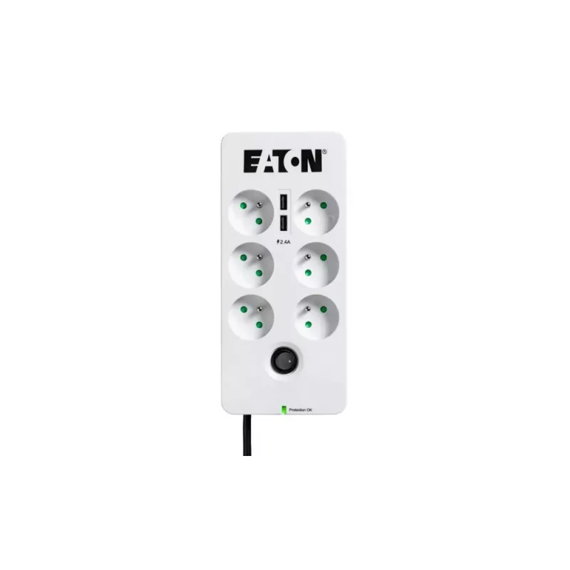 Regleta Eaton Protection Box 6 Tel@ USB FR