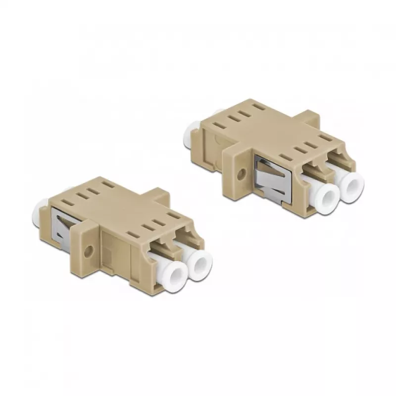 DeLOCK adaptador de fibra óptica LC conector hembra a conector hembra OM2 dúplex (2 uds., bolsa de plástico)