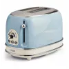 Tostadora Ariete 155 Design 2 rebanadas con cestas para sándwich, 6 niveles de tostado, 810 W, carcasa de acero inoxidable, bandeja recogemigas extraíble, azul pastel